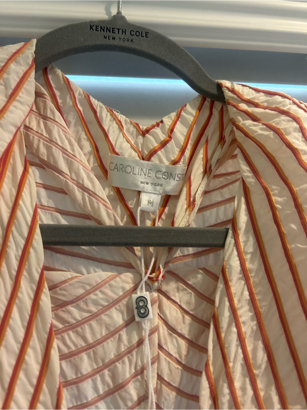 Caroline Constas Striped Silk Blend Mini Dress Cape Sleeve Resort Dress Medium - Picture 5 of 7